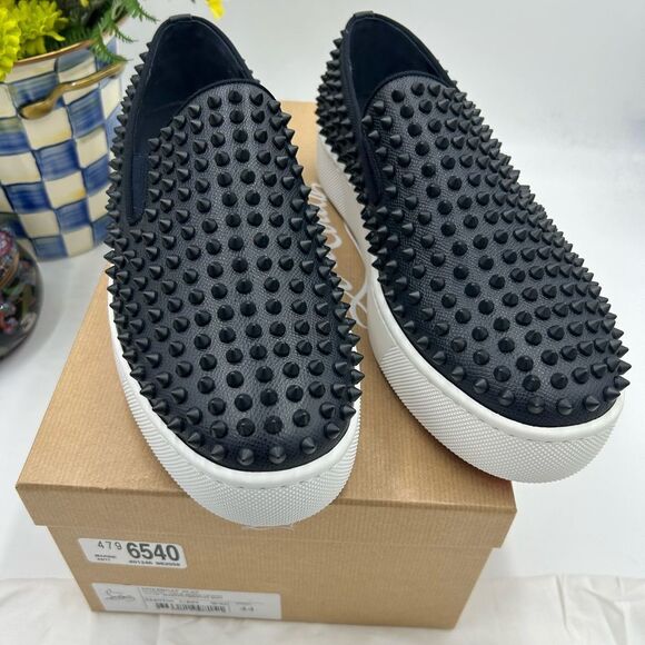 Men's Christian Louboutin spike boat flat sneaker size 44 made in Italy - Picture 1 of 11